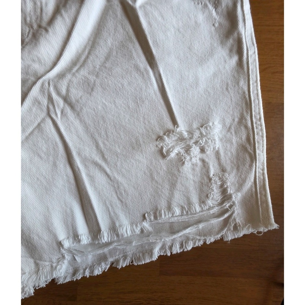 Judy Blue White Distressed High Waist Denim Shorts Rigid Front Stretch Back 1XL - Picture 6 of 11